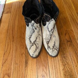 FREE PEOPLE Snakeskin Western Ankle Boots